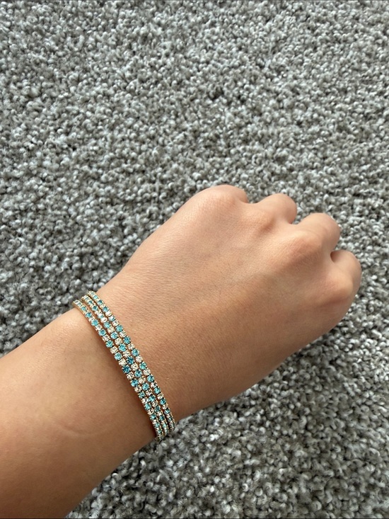 Duchess of dazzle Jewelry - Gold-Tone Aqua Crystal Triple Wrap Bracelet